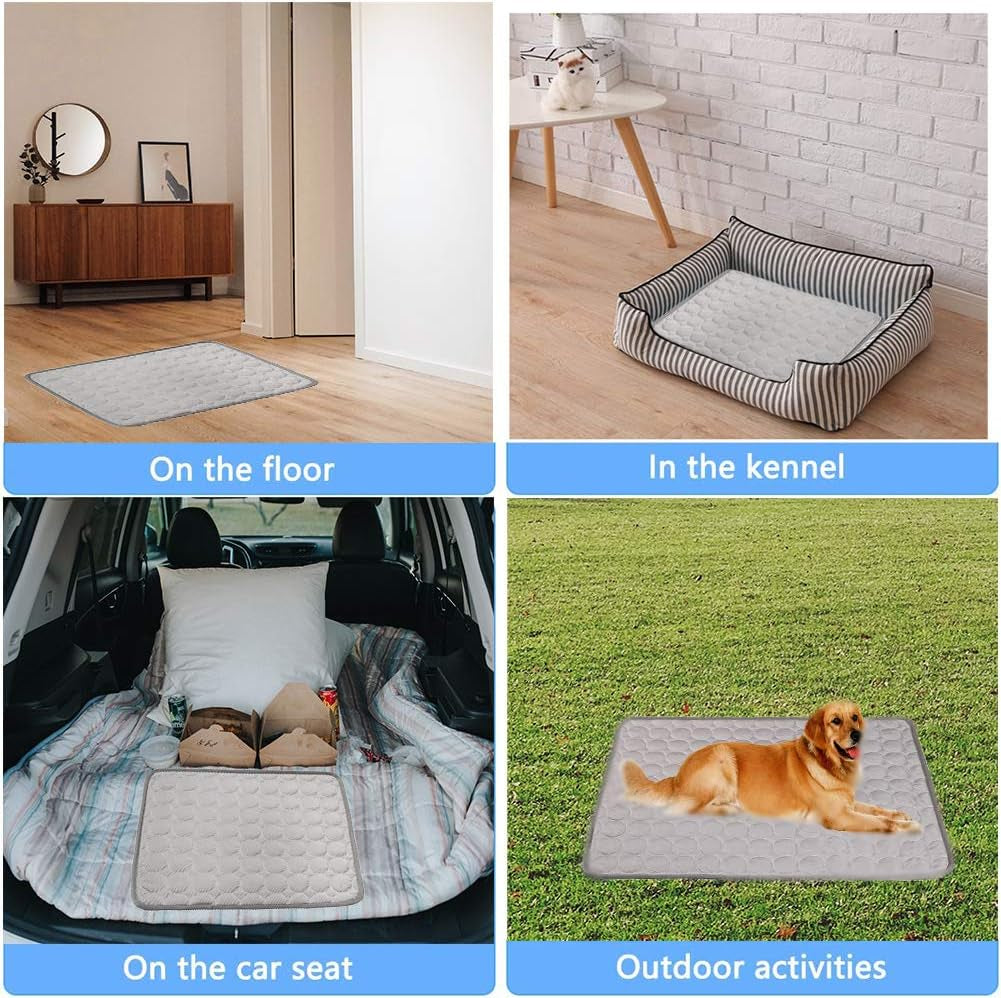 Dog Cooling Mat for Dogs Self Cooling, Summer Dog Cooling Pad for Small Medium Large Dogs Cats, Pet Ice Silk Blankets Sleeping Mat, Outdoor Dog Self Cooling Crate Mats Washable Portable