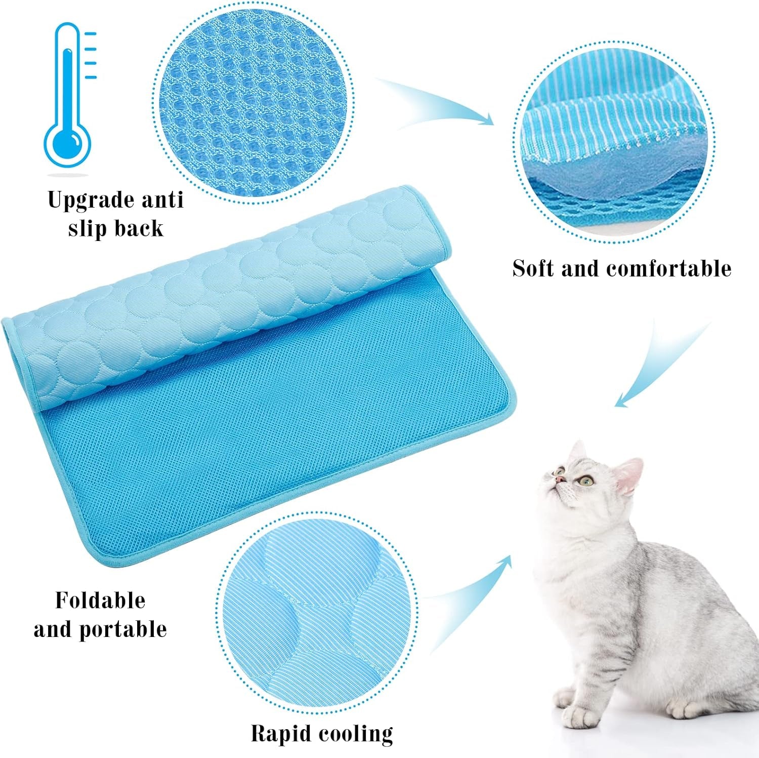 Cooling Mat for Dogs Cats Self Cooling Mat,Dog Cooling Mat-Upgraded Pet Cooling Mat Pad Blanket,Reusable Ice Silk Dog Cooling Pad,Washable Soft Cushion Puppy Kitten Pet Cooling Mat Pad Indoor/Outdoor