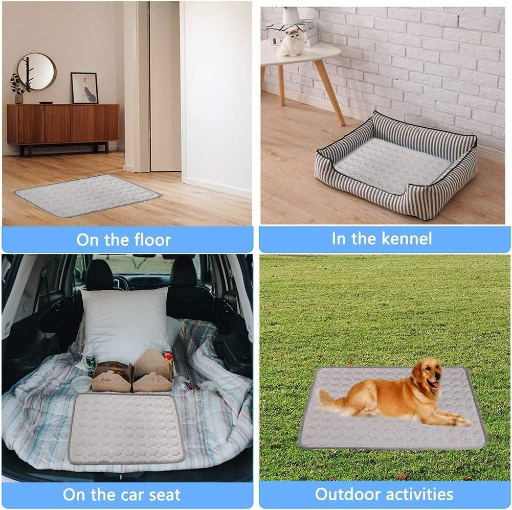 Dog Cooling Mat for Dogs Self Cooling, Summer Dog Cooling Pad for Small Medium Large Dogs Cats, Pet Ice Silk Blankets Sleeping Mat, Outdoor Dog Self Cooling Crate Mats Washable Portable