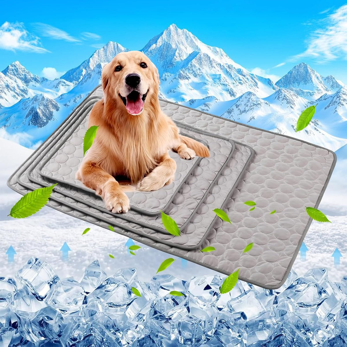 Dog Cooling Mat for Dogs Self Cooling, Summer Dog Cooling Pad for Small Medium Large Dogs Cats, Pet Ice Silk Blankets Sleeping Mat, Outdoor Dog Self Cooling Crate Mats Washable Portable